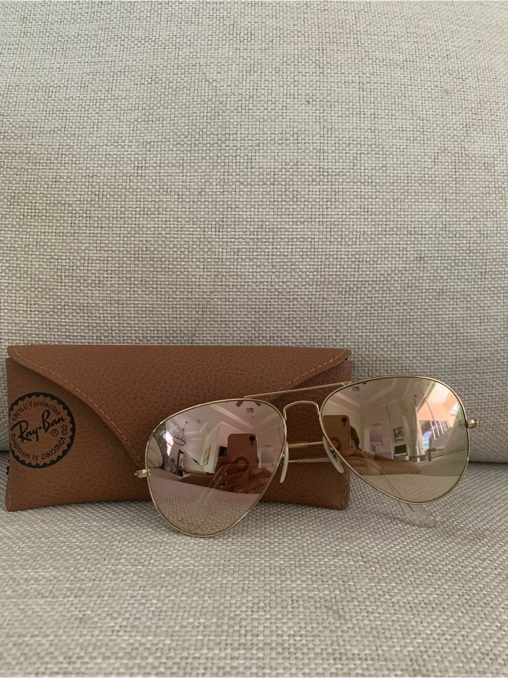 Ray-Ban Brown and Black Leather Sunglasses Case